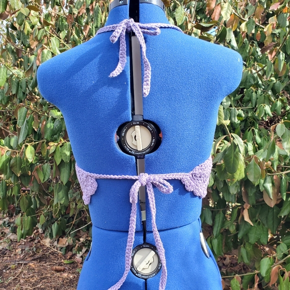 Summer Crop Halter Crochet Boho Retro 70s Festival Top - Picture 3 of 8